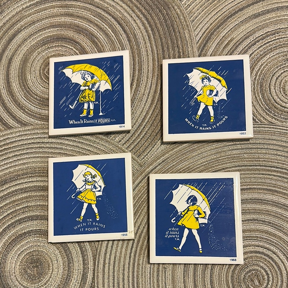 Vintage Morton Salt Tile Coasters Set